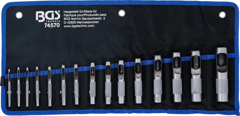 BGS 74570 Satz Locheisen runde Form Rolltasche Locheisensatz 15 teilig