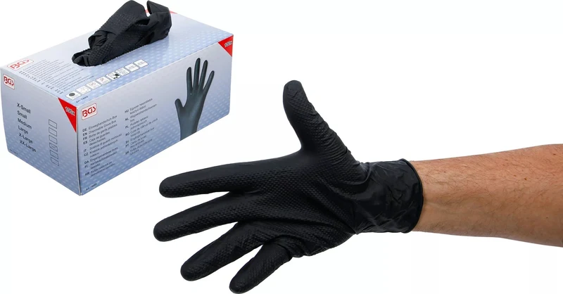 BGS 74669 Einweghandschuh Box Nitril mit extra Griffigkeit Gr. L 100 Stück