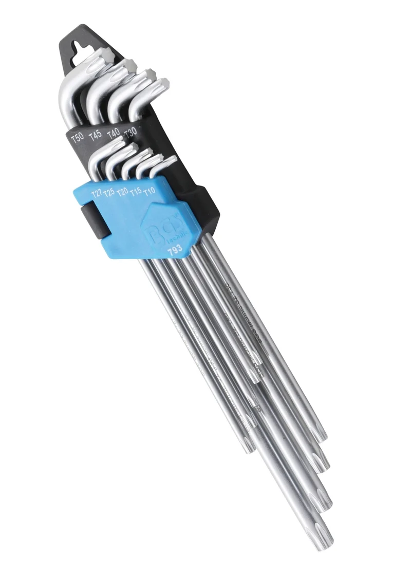 BGS 793 Satz Winkelschlüssel T-Profil (für Torx) extra lang T10 - T50 9 teilig