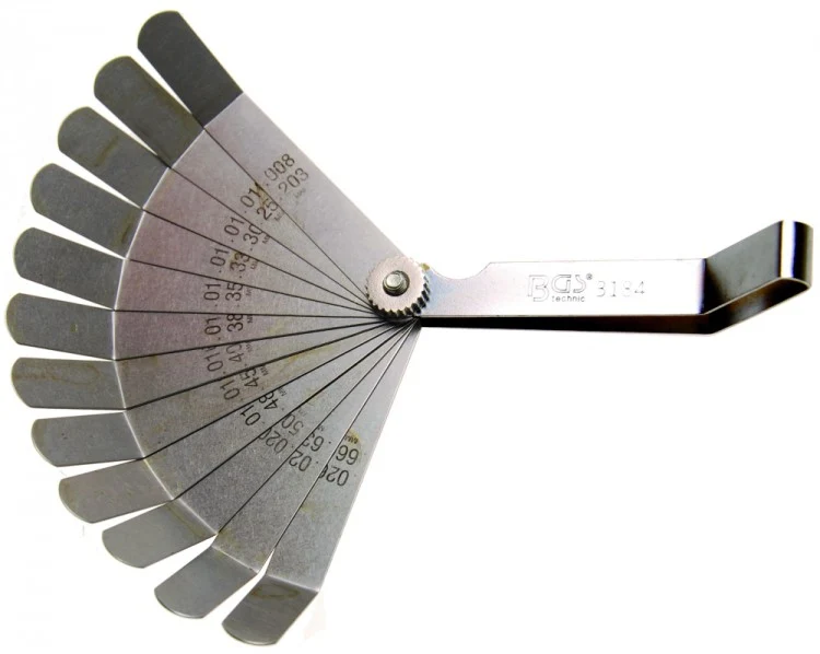 BGS 3184 Präzisions Fühlerlehre 12 Blatt gebogen Zoll & mm Maß