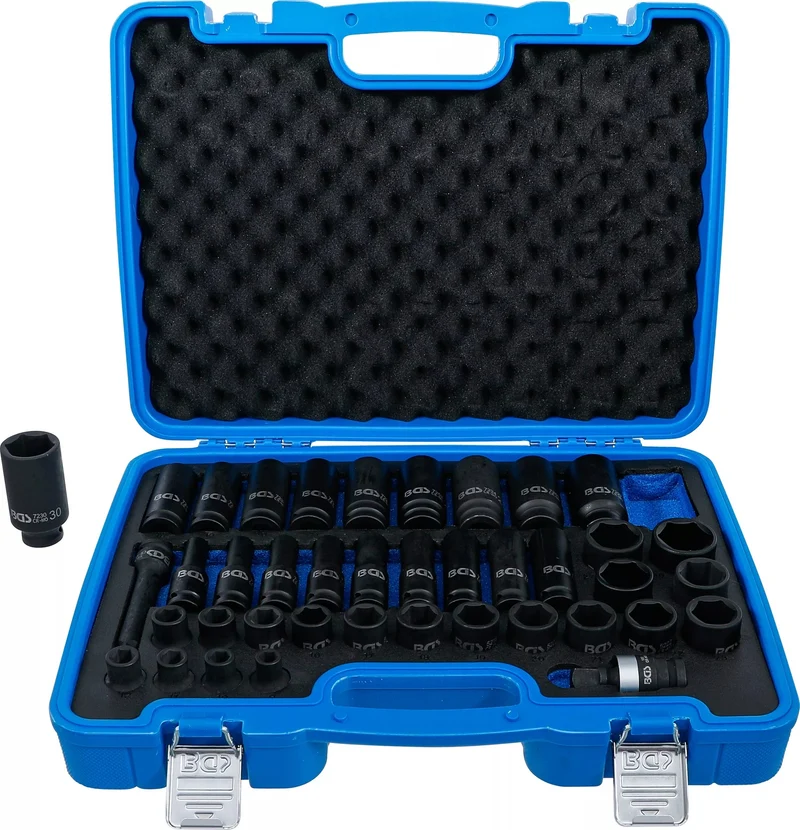 BGS 7280 Satz Kraft Steckschlüsseleinsätze Sechskant Antrieb 12,5mm (1/2") SW 9-30mm 40 teilig