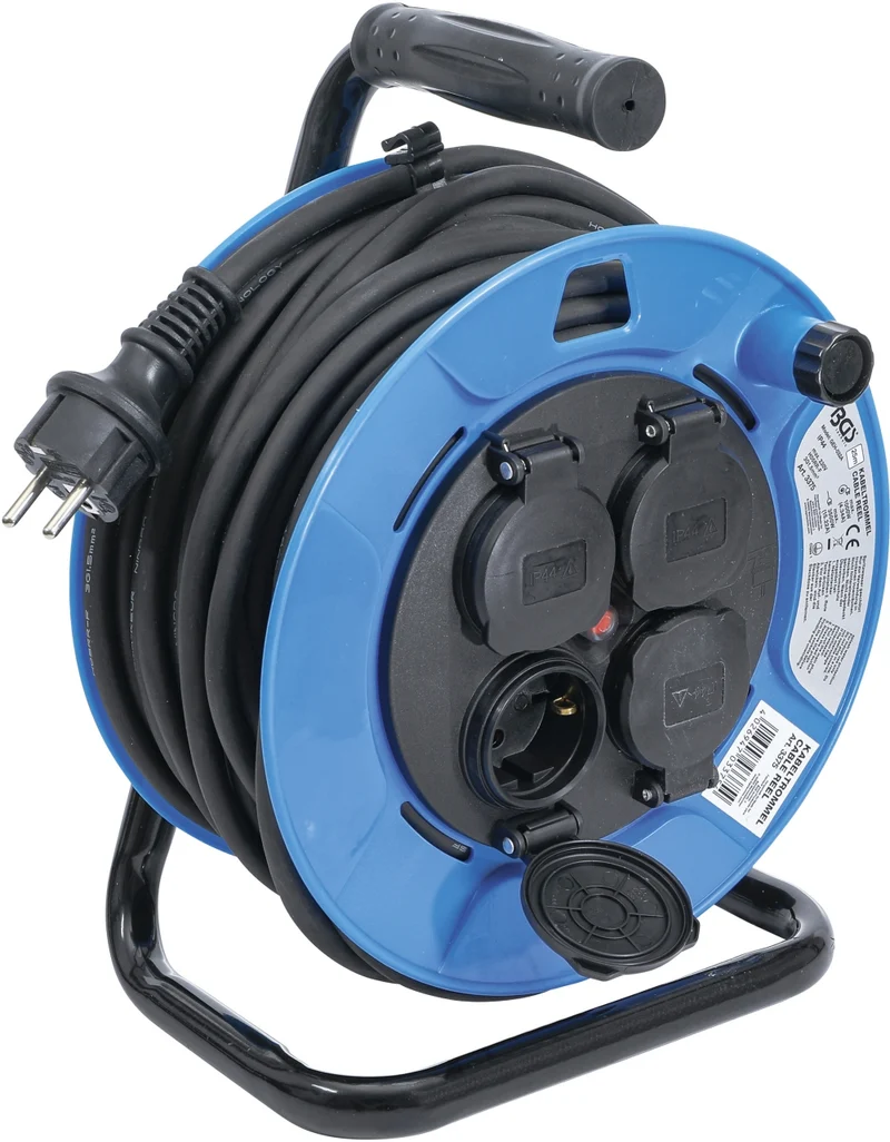 BGS 3375 Kabeltrommel 25m 3 x 1,5mm² 4 Steckdosen mit Verschlusskappe 3500W IP 44