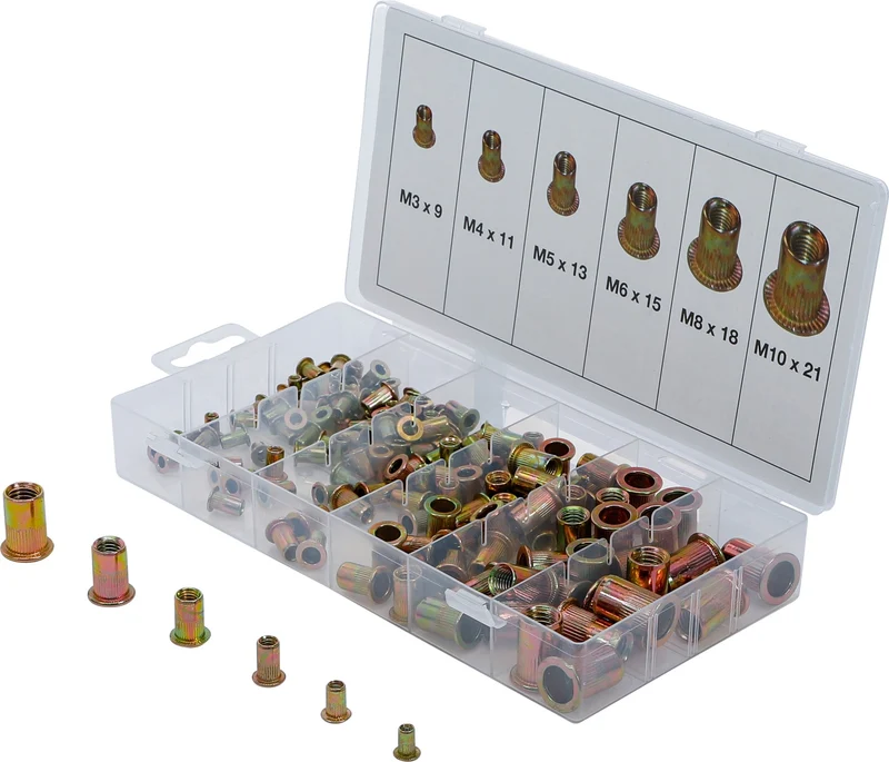 BGS 14126 Sortiment Nietmuttern Stahl M3 M4 M5 M6 M8 M10 verzinkt 150 teilig
