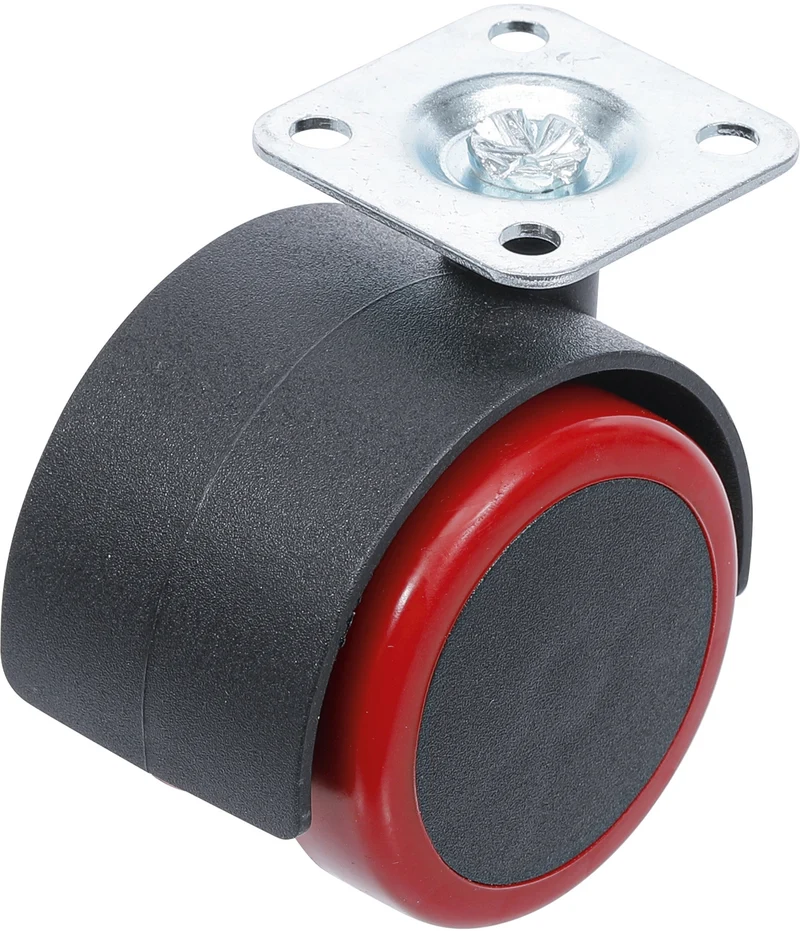 BGS DIY 80336 Doppel Lenkrolle in rot / schwarz 50mm