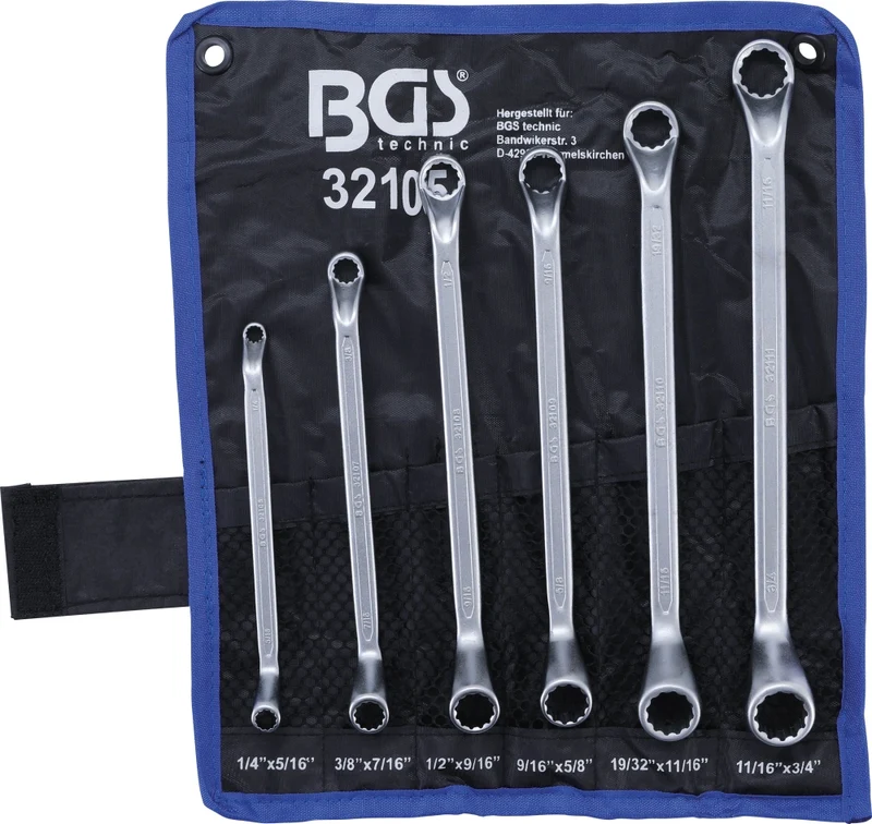 BGS 32105 ZOLL Satz Doppelringschlüssel gekröpft 1/4" - 3/4" 6 teilig kalt geschmiedet