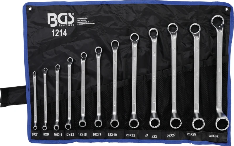 BGS 1214 Satz Doppelringschlüssel gekröpft SW 6 x 7 - 30 x 32mm metrisch 12 teilig warm geschmiedet