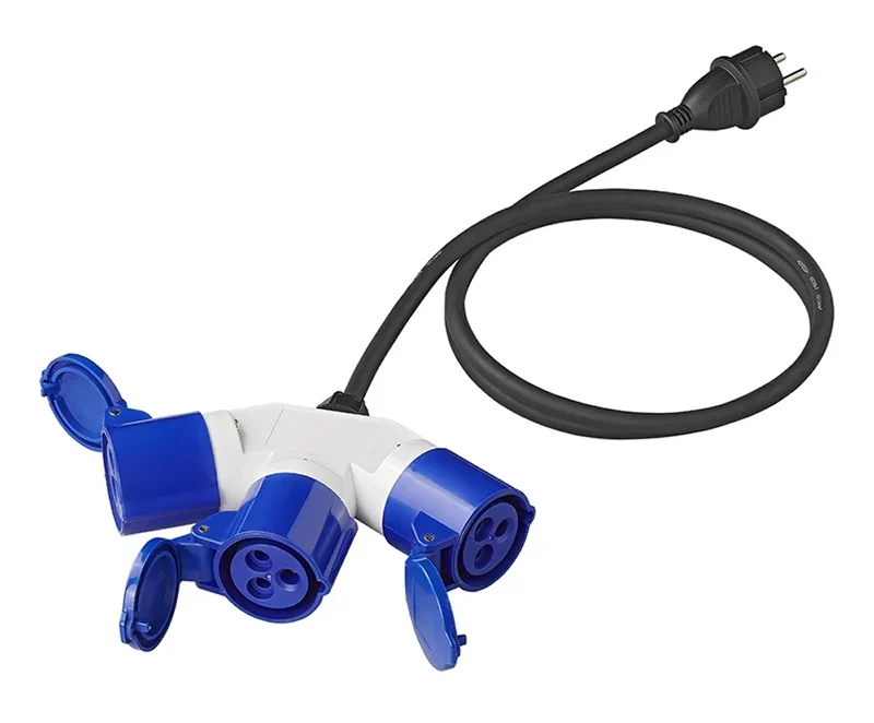 ProPlus 373513DE Adapterkabel 150cm 16A von Schuko Stecker nach 3 x CEE Stromverteiler Splitter