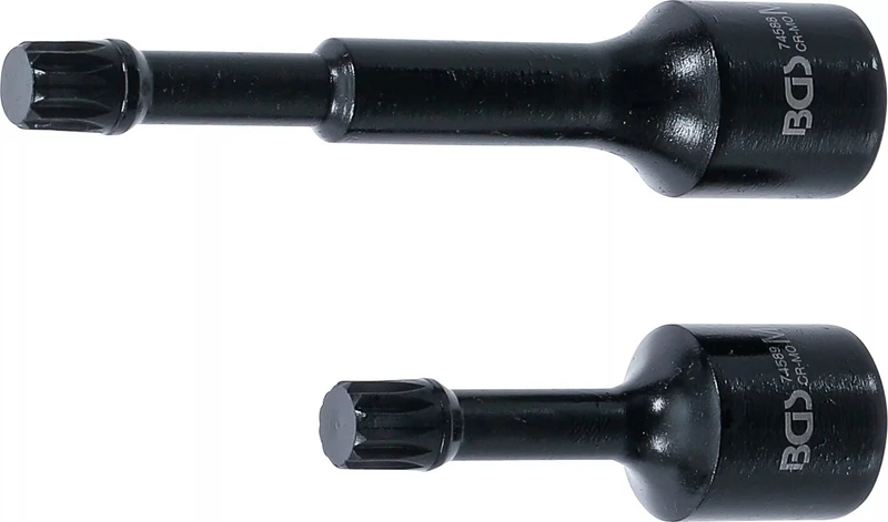 BGS 74590 Satz Kraft Spezial Biteinsätze Antrieb Innenvierkant 12,5mm (1/2") Innenvielzahn (für XZN) M12 für VAG 2 teilig