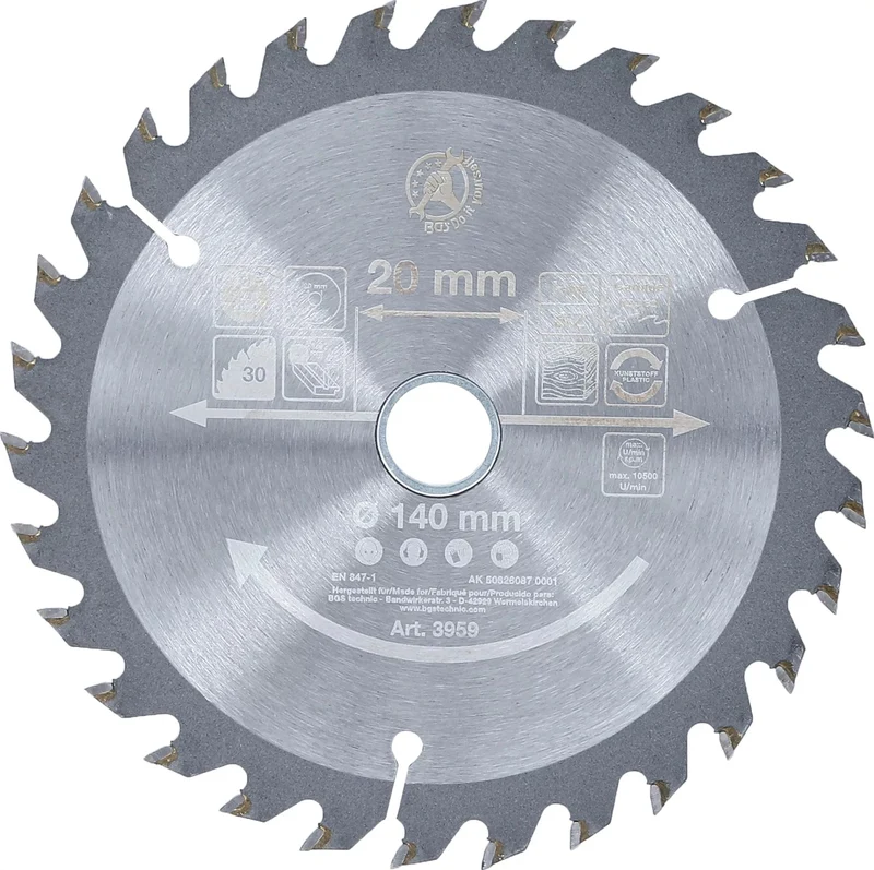 BGS DIY 3959 Hartmetall Kreissägeblatt Ø140 x 20 x 2,3mm 30 Zähne