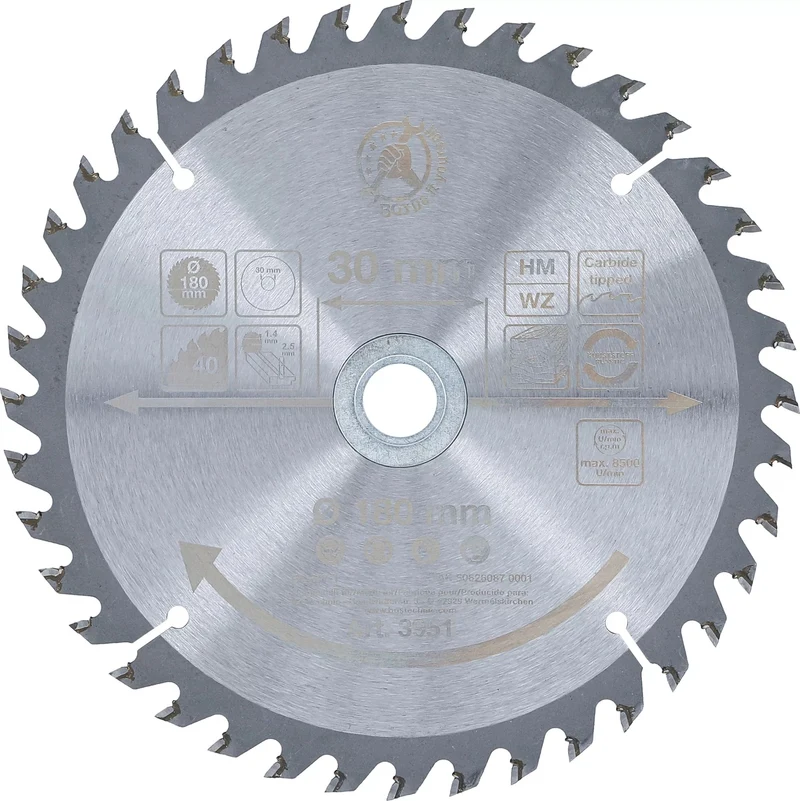 BGS DIY 3951 Hartmetall Kreissägeblatt Ø180 x 30 x 2,5 mm 40 Zähne