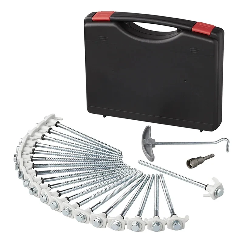 ProPlus 365014 Satz Zeltheringe 20cm Metall schraubbar mit Kunststoffhaken Adapter