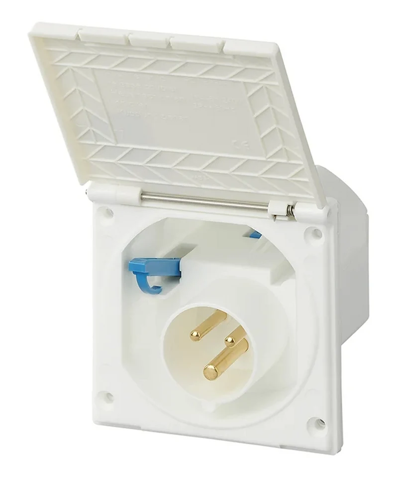 ProPlus 343504 CEE Einspeisestecker Einbau eckig weiss Einbaustecker