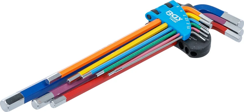 BGS 74456 Satz Winkelschlüssel Multicolour extra lang Innensechskant 1,5 - 10mm 9 teilig