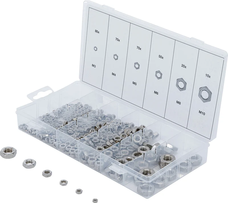 BGS 74249 Sortiment Sechskant Muttern Edelstahl 300 teilig