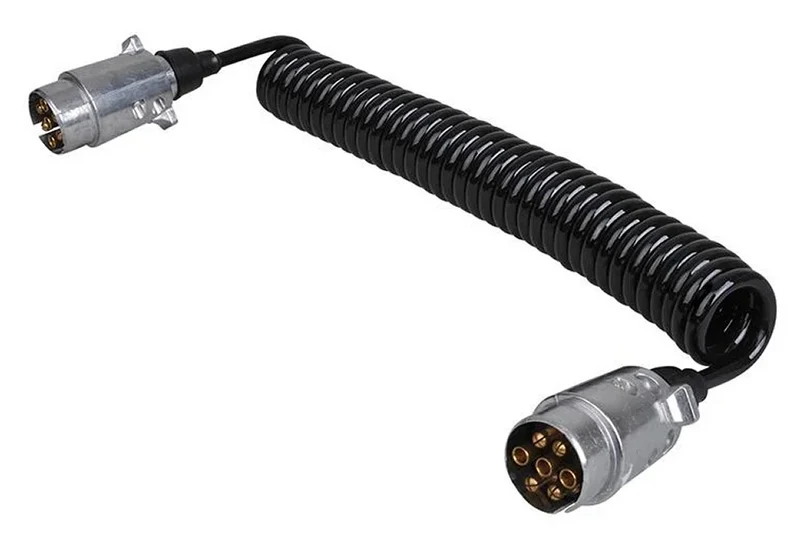 ProPlus 343537L Spiralkabel 4,5 Meter aus Metall mit 2 Steckern 7 polig
