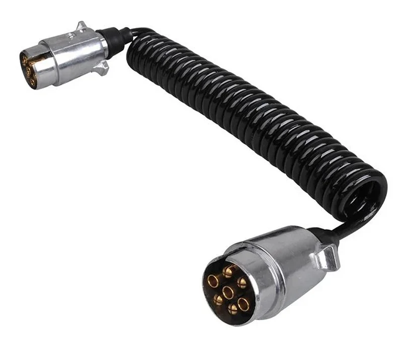 ProPlus 343537 Spiralkabel 3,5 Meter aus Metall mit 2 Steckern 7 polig
