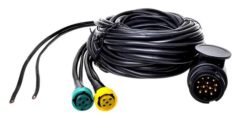 ProPlus 343093 Kabelsatz 9 Meter mit Stecker 13 polig 2 Steckverbinder 5 polig & DC Abgang 6 Meter