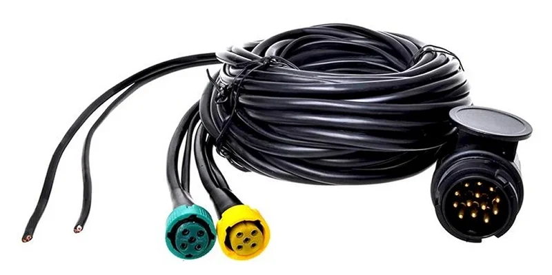 ProPlus 343091 Kabelsatz 5 Meter mit Stecker 13 polig 2 Steckverbinder 5 polig & DC Abgang 4 Meter