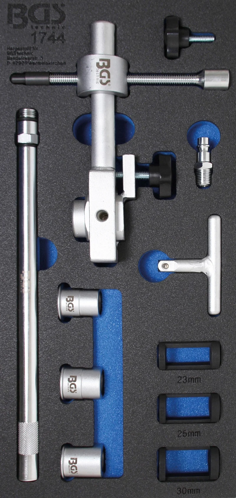 BGS 1744 Satz Druckluft Ventilfederspanner mit umfangreichem Zubehör