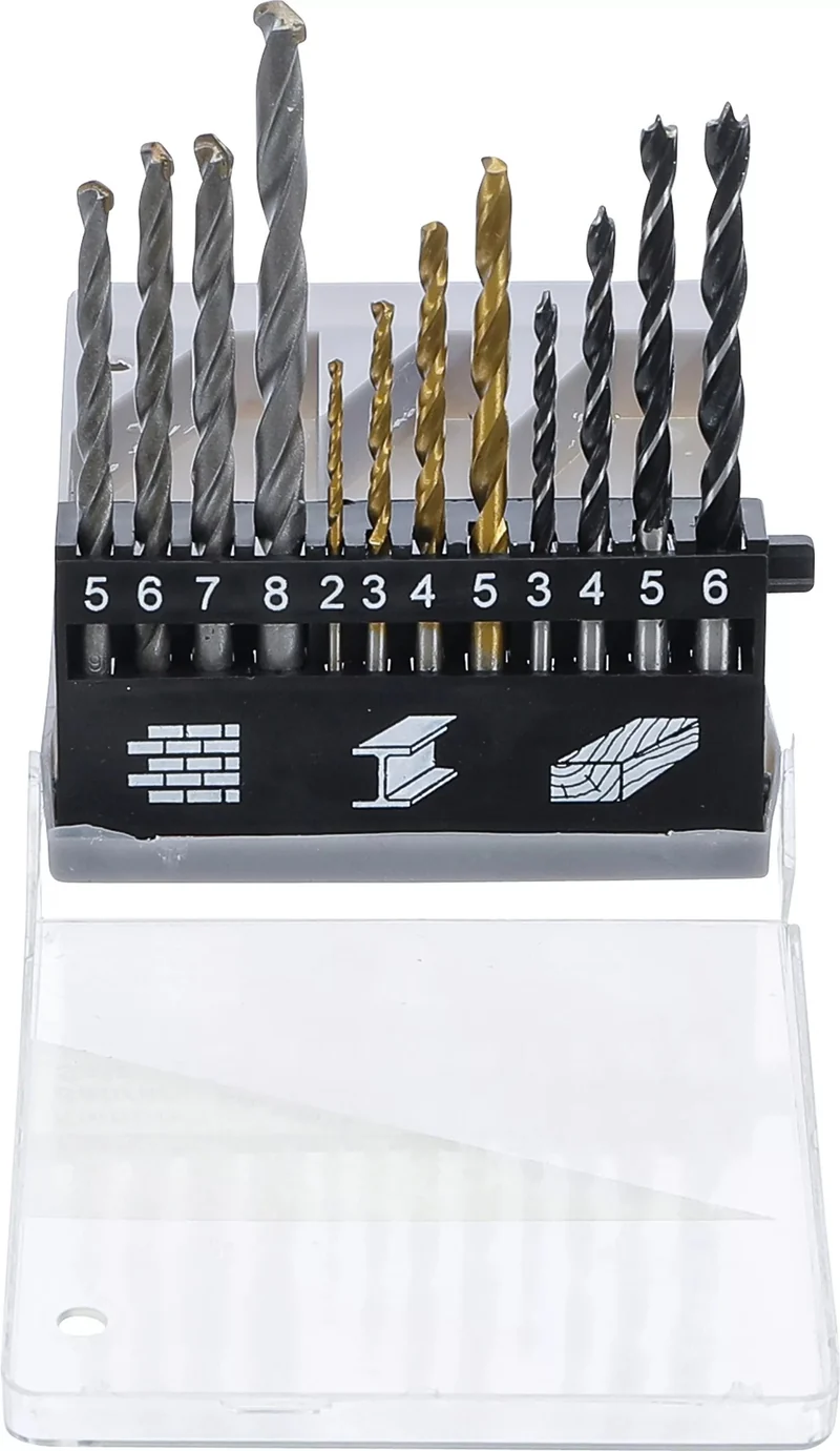 BGS DIY 50812 Satz Bohrer für Metall, Stein & Holz Ø2-8mm 12-teilig