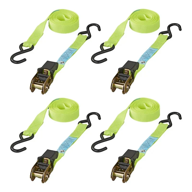 ProPlus 320205 Set 4 Stück Spanngurt mit Ratsche + 2 Haken 5 Meter