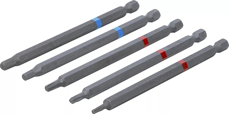BGS DIY 4836 Bit Satz Außensechskant 6,3mm (1/4") Innensechskant T-Profil (für Torx) Länge 110mm 5 teilig