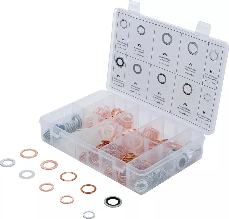 BGS 85225 Sortiment Dichtringe Kupfer Aluminium Nylon 250 teilig