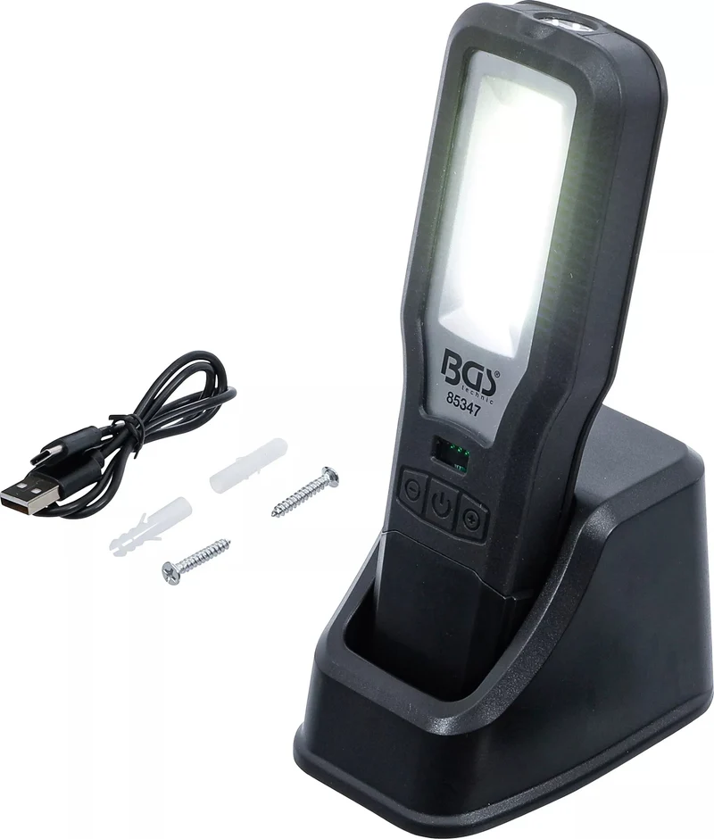 BGS 85347 COB LED Arbeitsleuchte klappbar mit Ladestation Magnet Haken