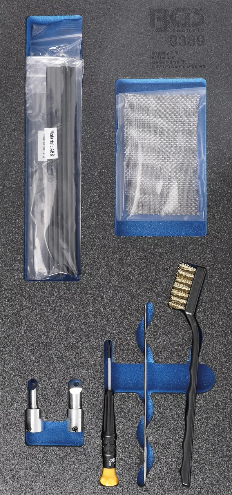 BGS 9389 Verbrauchsmaterial für Kunststoff Reparatursatz Artikel 9388 Werkstattwageneinlage 1/3