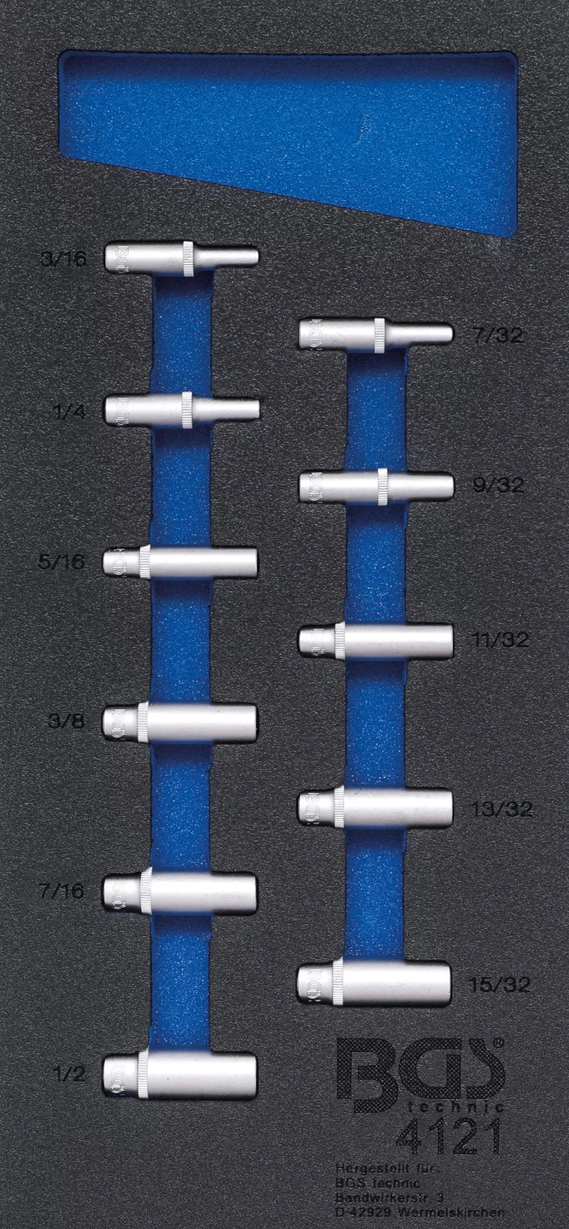 BGS 4121 Satz ZOLL Steckschlüssel Einsätze tief Sechskant 6,3mm (1/4") Werkstattwageneinlage 1/3