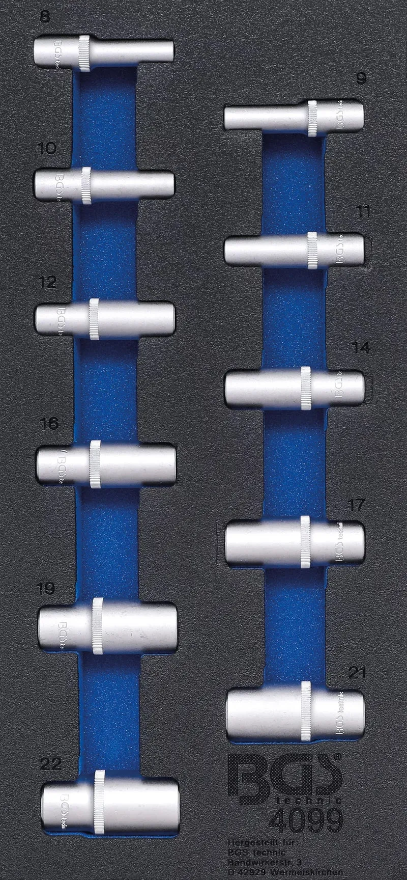 BGS 4099 Satz ZOLL Steckschlüssel Einsätze tief Sechskant 10mm (3/8") Werkstattwageneinlage 1/3