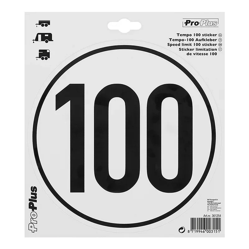 ProPlus 361254 Tempo 100 Aufkleber Sticker Wohnwagen Wohnmobil