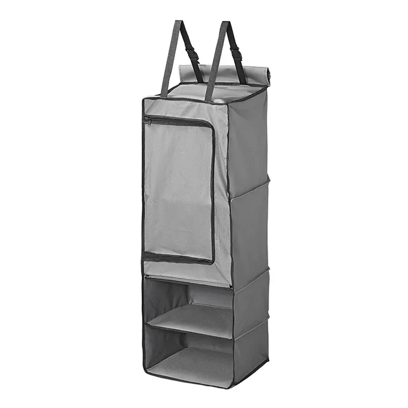 ProPlus 362067 Hängeaufbewahrung 4 Fächer 34 x 34 x 96cm mit Reißverschlussfach & 7mm Keder