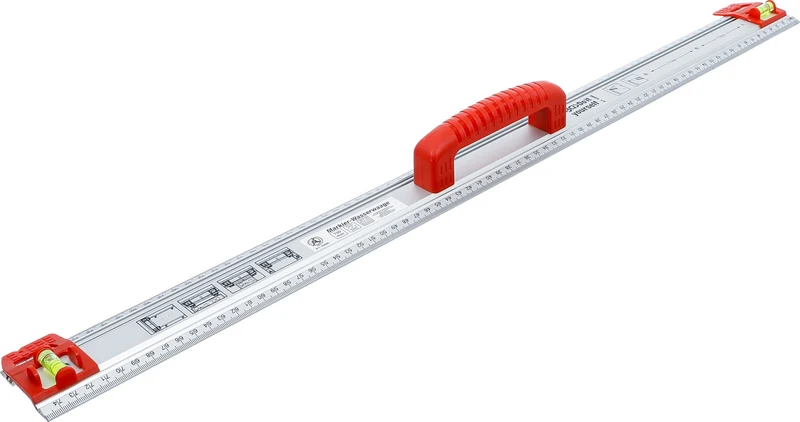 BGS DIY 50866 Schneidlineal Markierlineal mit Griff und Wasserwaage Länge 750mm