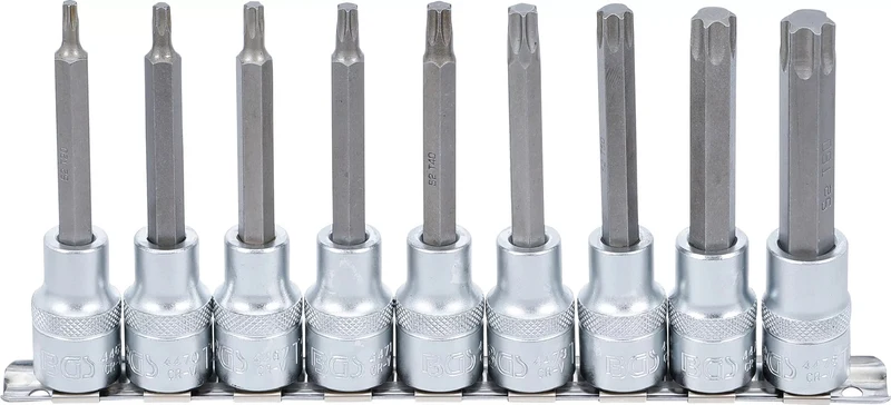 BGS 5177 Satz Biteinsätze T-Profil (für Torx) T20 - T60 Antrieb Innenvierkant 12,5mm (1/2")