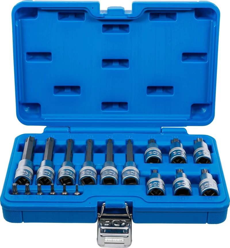 BGS 5173 Satz Biteinsätze T-Profil (für Torx) Antrieb 6,3mm (1/4") 12,5 mm (1/2") 18 teilig