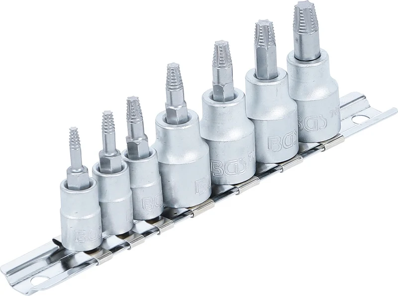 BGS 7098 Satz Schraubenausdreher Biteinsatz Innenvierkant 6,3mm (1/4") 10mm (3/8") für defektes T-Profil (für Torx) T10 - T40