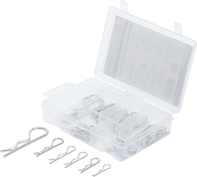 BGS DIY 88134 Sortiment Federsplinte Federstecker Sicherungssplinte Ø 1,2 - 3,0mm 48 teilig