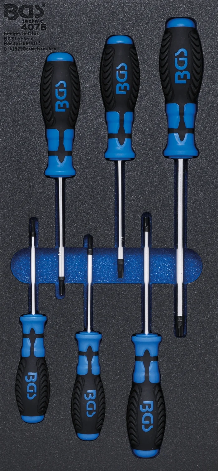 BGS 4078 Satz Schraubendreher T-Profil (für Torx) T15 - T40 Werkstattwageneinlage 1/3 6 teilig