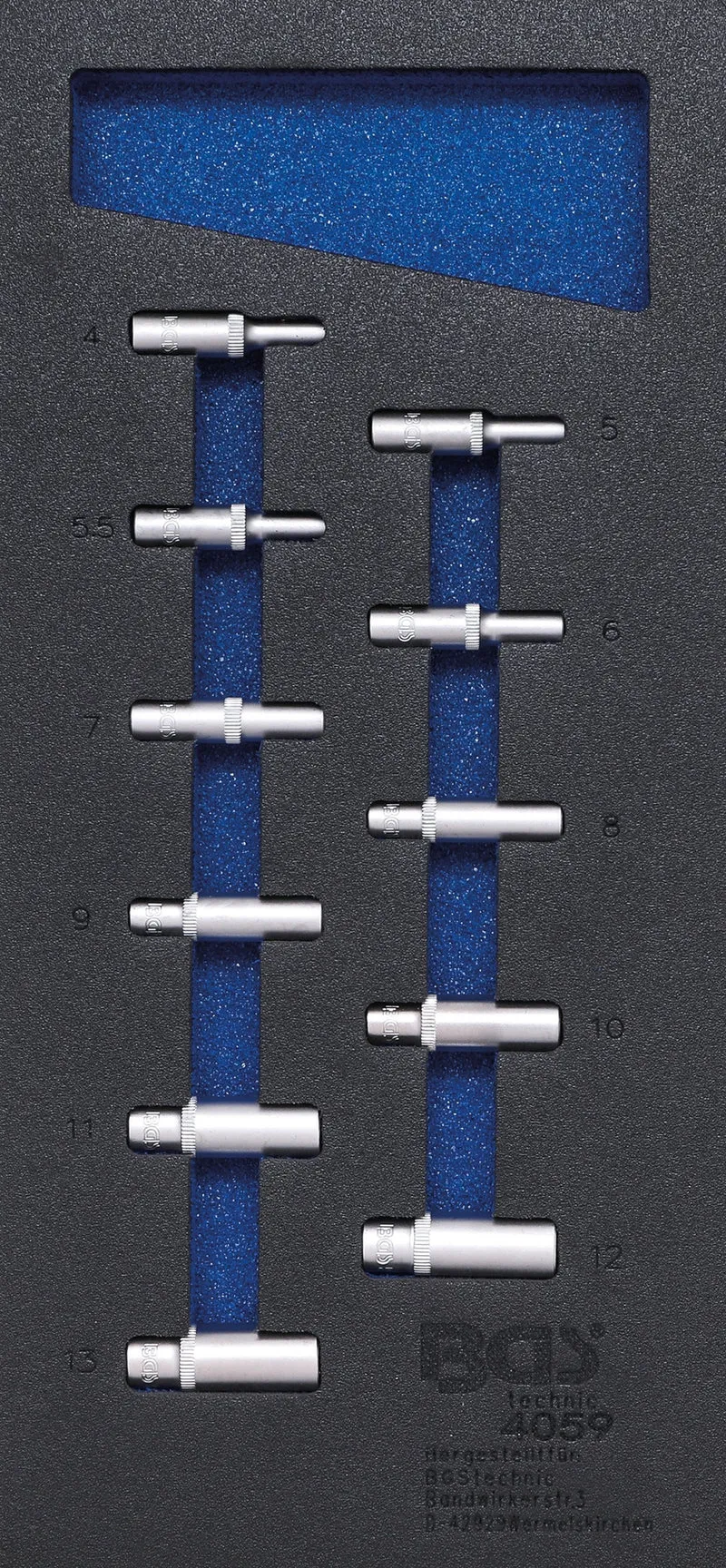 BGS 4059 Satz Steckschlüssel Einsätze Sechskant tief SW 4 - 13mm Antrieb 6,3mm (1/4") Werkstattwageneinlage 1/3