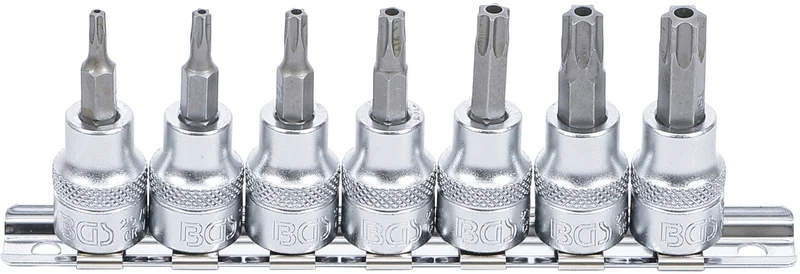 BGS 9341 Satz Biteinsätze T-Profil (für Torx) mit Bohrung T15 - T50 Antrieb 10mm (3/8")