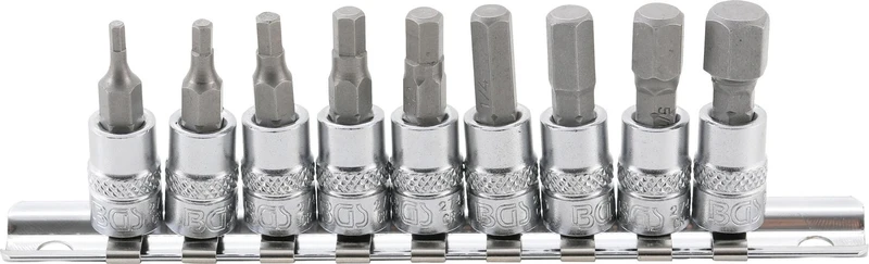 BGS 2749 Satz Biteinsätze Zollgrößen Innensechskant 3/32" - 3/8" Antrieb 6,3mm (1/4")