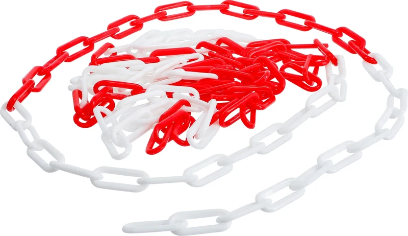 BGS DIY 80809 Kunststoff Gliederkette Absperrkette Warnkette Sicherungskette Rot Weiß Länge 5m