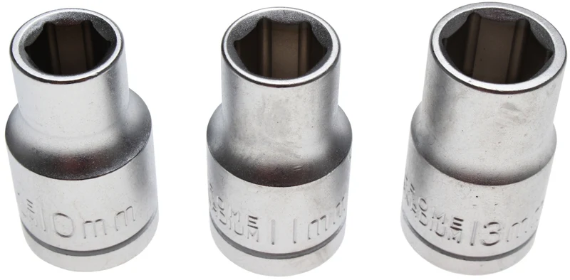 BGS DIY 15123 Satz Steckschlüsseleinsätze Antrieb 12,5mm (1/2") SW 10 - 11 - 13mm 3 teilig