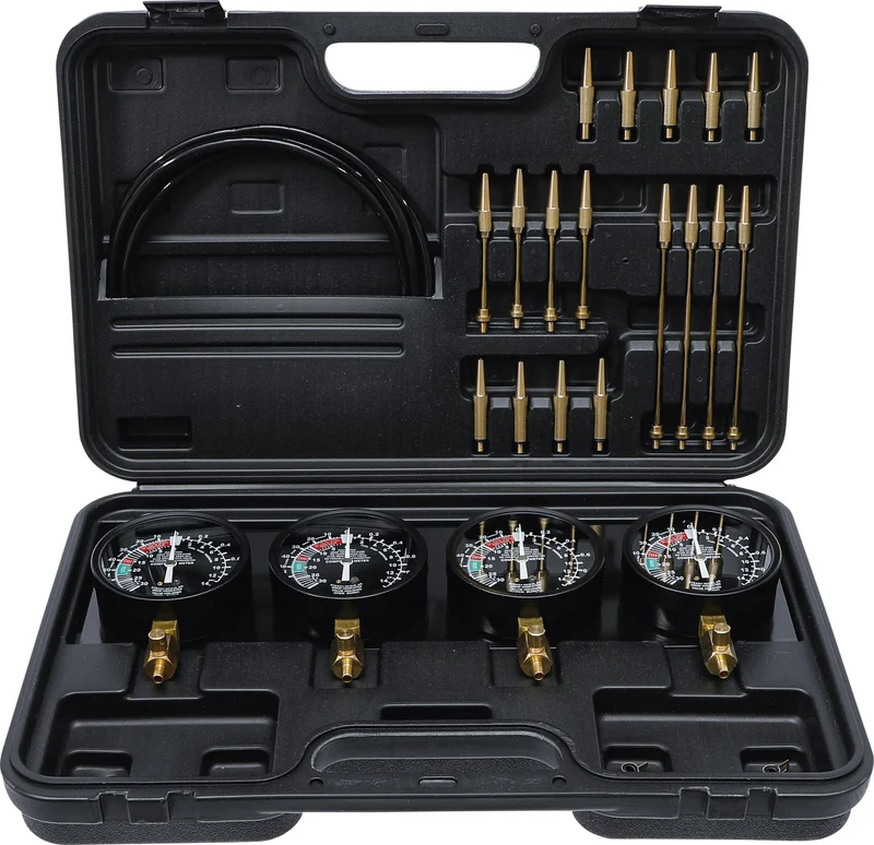 BGS DIY 962670 Testgerät für Synchron-Vergaser mit 4 Synchronuhren 26 teilig