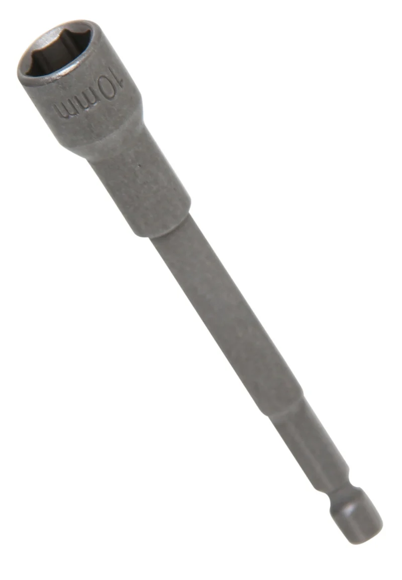 BGS 2766 Steckschlüsseleinsatz Sechskant extra lang Antrieb 6,3mm (1/4") für Bohrmaschinen SW 10mm