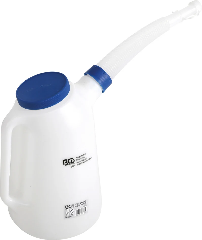 BGS 9944 Füllkanne zum Einfüllen Öl Wasser Diesel Ölkanne mit flexiblem Ausgussstutzen und Deckel 5 Liter
