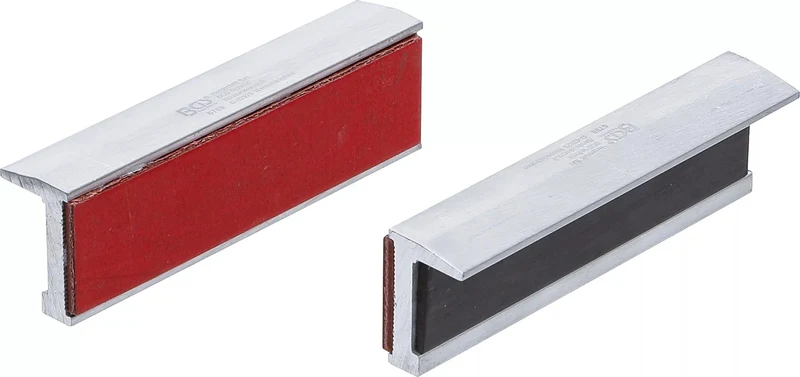 BGS 6798 Satz Schraubstock Schutzbacken aus Aluminium Breite 100mm mit Kunststoffauflage in rot 2 teilig