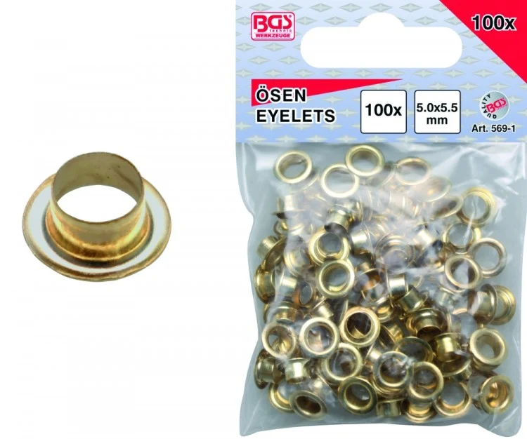 BGS 569-1 Satz Ösen Ø5 x 5.5mm 100 Stück im Beutel