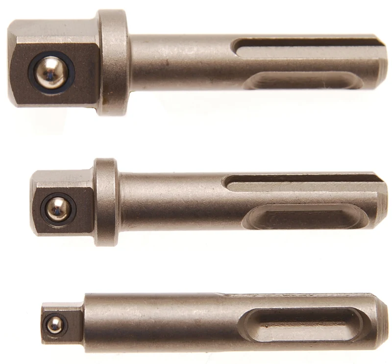 BGS 8214 Satz SDS Bohrmaschinen Adapter auf Vierkant 6,3mm (1/4") + 10mm (3/8") + 12,5mm (1/2")
